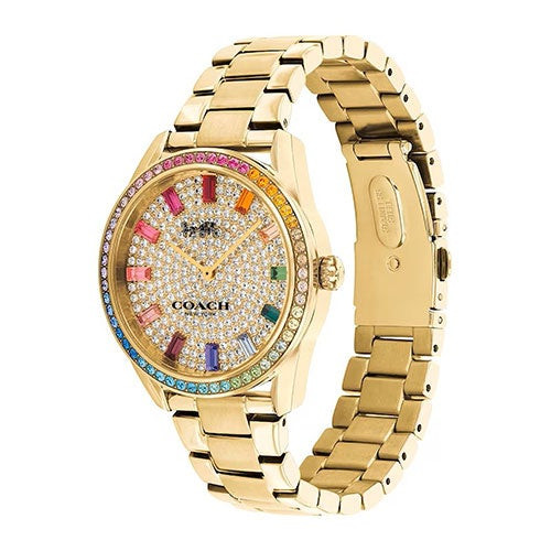 Ladies Preston Rainbow Crystal & Gold Stainless Steel Watch Crystal Dial