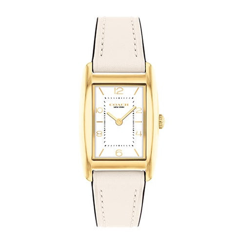 Ladies' Reese Gold Rectangle Cream Leather Strap Watch  White Dial
