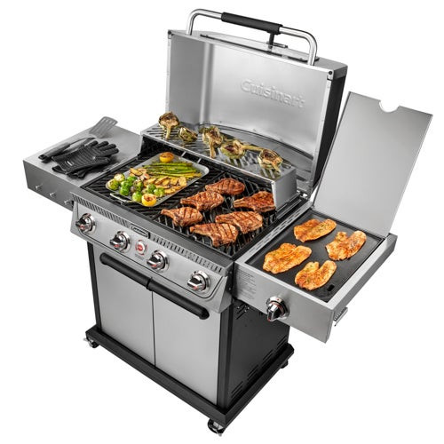 Propel+4 Burner 3-in-1 Gas Grill Griddle & Pizza Oven Black & Stainless Steel