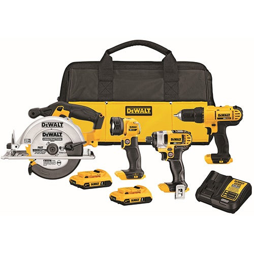 20V MAX Cordless 4-Tool Combo Kit- Drill Impact Driver Circular Saw Worklight
