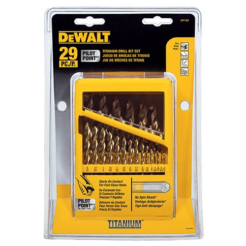 29pc Titanium Pilot Point Drill Bit Set