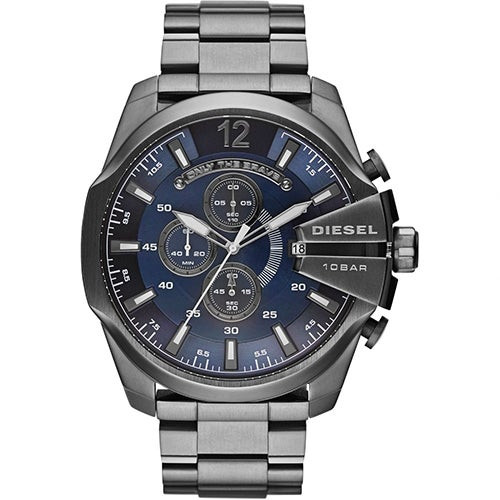Mens Mega Chief Gunmetal Stainless Steel Watch Drk Blu Dial