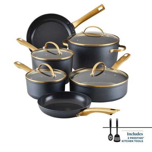 12pc Forged Induction Ceramic Cookware Set Black