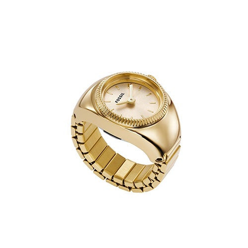 Ladies Gold-Tone Stainless Steel Ring Watch Gold Dial