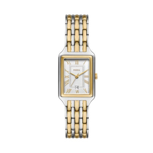 Ladies Raquel Two-Tone Stainless Steel Rectangle Watch Silver Dial