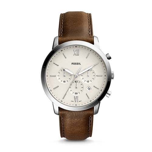 Mens Neutra Chronograph Brown Leather Watch White Dial
