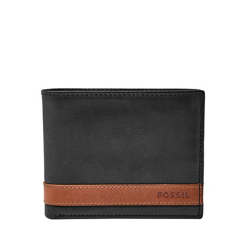 Quinn Mens Flip ID Bilfold Wallet Black