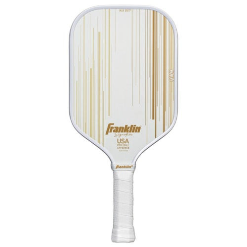 Signature Pro 16mm Fiberglass Pickleball Paddle W/ MaxGrit White & Gold