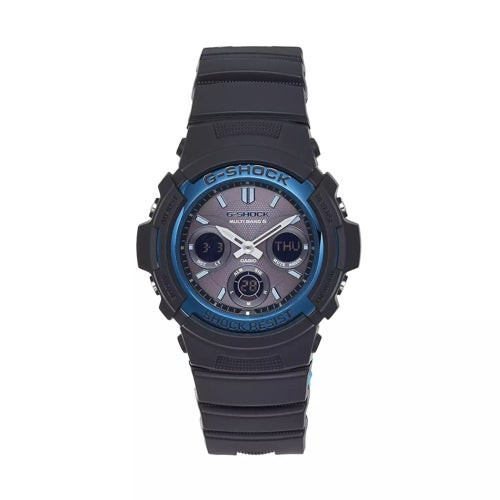 Men's Tough Solar Analog/Digital Black Resin Watch  Black Dial