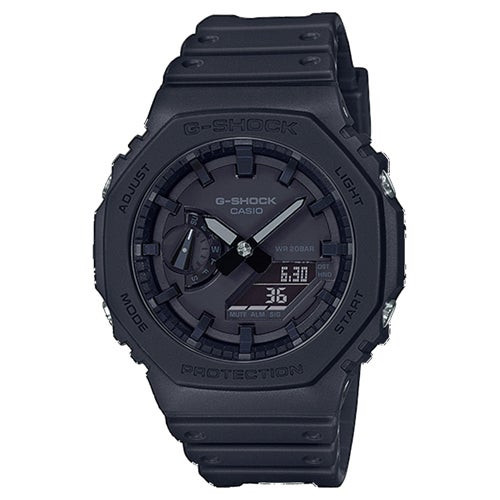 Mens 2100 G-Shock Octagon Ana-Digi Black Resin Watch Black Dial