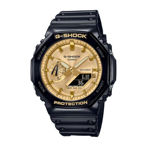 Men's G-Shock Octagon Slim Ana-Digi Black Watch  Gold Dial