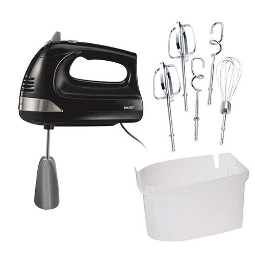 6 Speed Hand Mixer w/ Snap-on Case Black