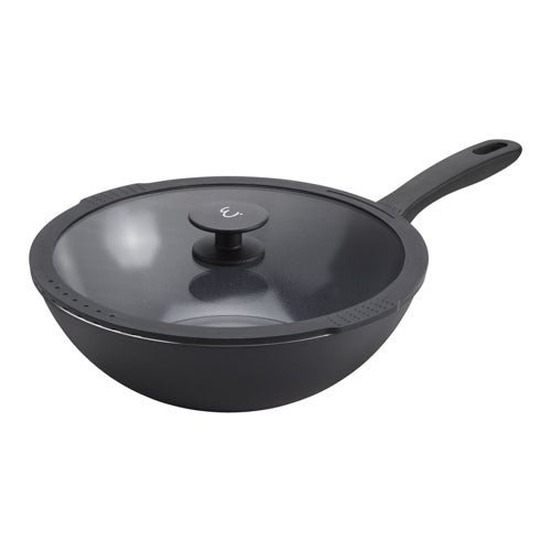 Nola by Emeril 11" Ceramic Nonstick Wok w/ Lid Black