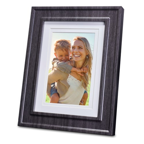 POWERPIC Photo Frame with Triple USB Charging Dark Brown