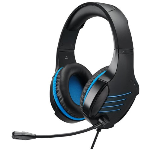 Gaming Stereo Headset w/ LED Lights and 6.5" Cable Black/Blue