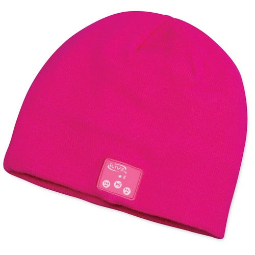 Bluetooth Knit Cap w/ Built-in Speakers and Mic Pink