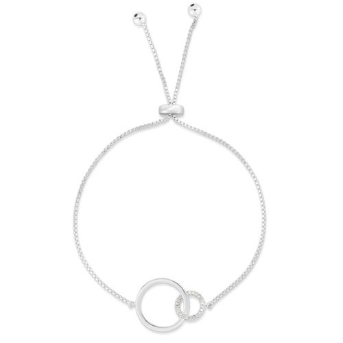 Diamond Circle Bolo Bracelet Silver