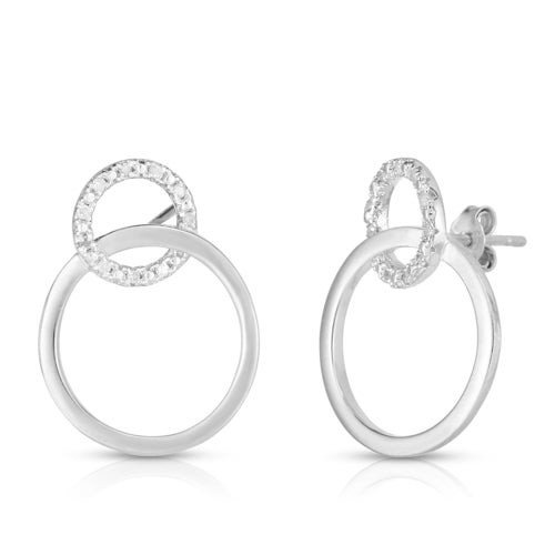 Diamond Circle Earrings Silver