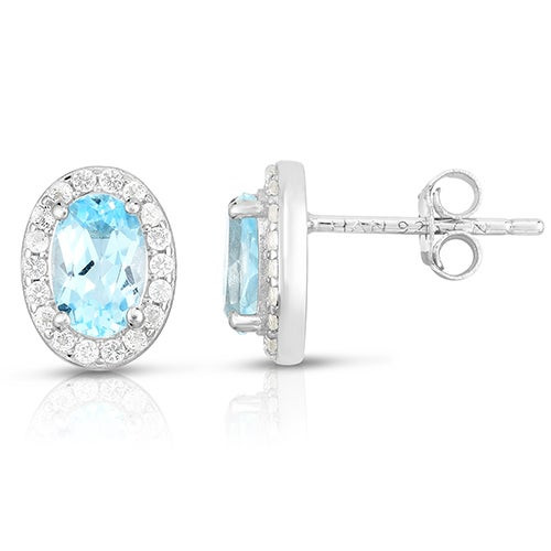 Oval Blue & White Topaz Earrings