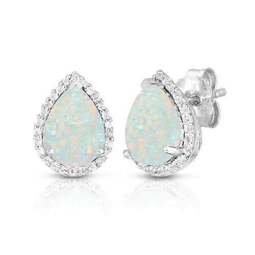 Pear Shaped Opal & Sapphire Earrings