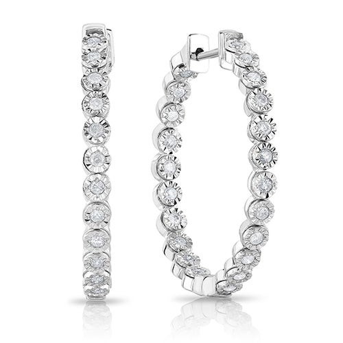 Diamond Inside-Out Hoop Earrings White Gold