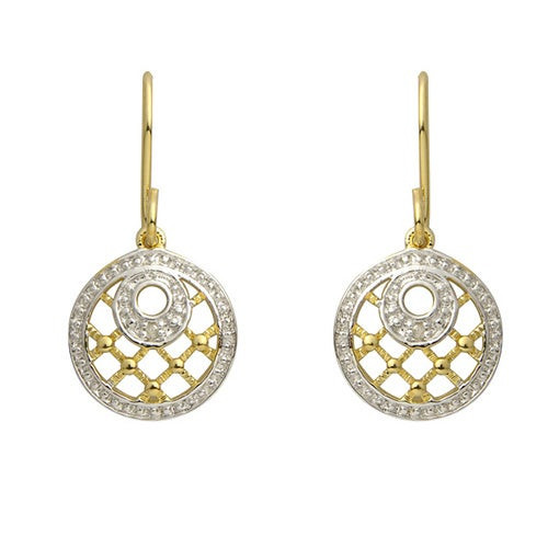 Gold Diamond Filigree Dangle Earrings