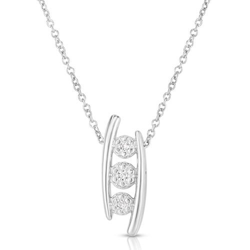 Diamond Ladder Pendant Necklace Silver