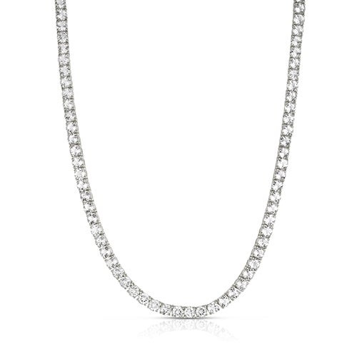 White Topaz Tennis Necklace Silver