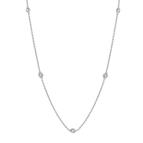 14k White Gold Diamonds By The Yard Necklace .50twt
