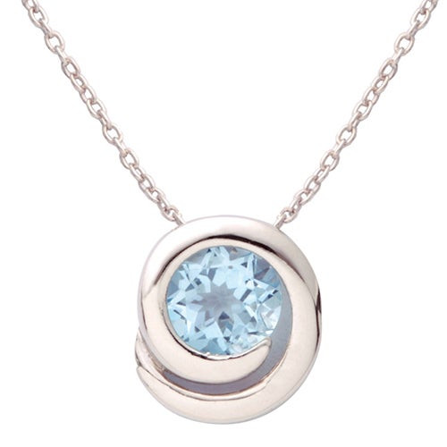 Silver Swirl Blue Topaz Necklace