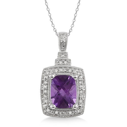 Purple Amethyst and Diamond Necklace