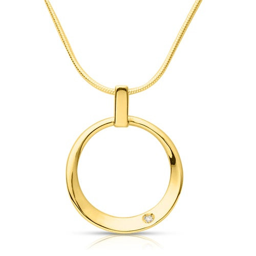 Circle Pendant Diamond Necklace Gold