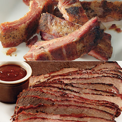 Three Slabs BBQ Ribs w/ Sauce & Two 28oz Beef Brisket w/ Sauce