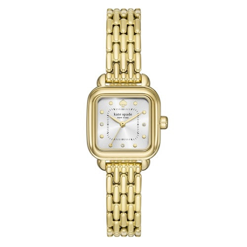 Ladies Gracie Gold-Tone Stainless Steel Square Watch Silver Dial