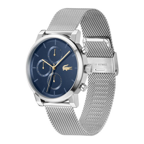 Mens Replay Multi-Function Silver-Tone Stainless Steel Mesh Watch Blue Dial