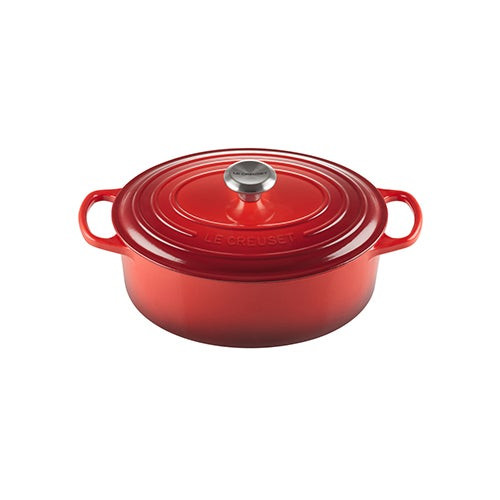 5qt Signature Cast Iron Oval Dutch Oven Cerise
