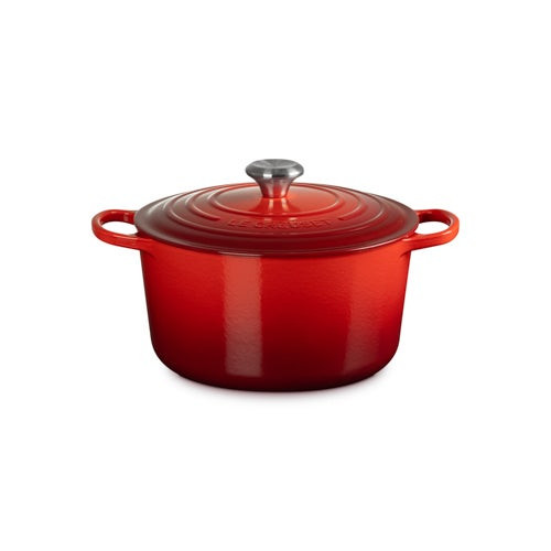 6.5qt Signature Cast Iron Deep Round Dutch Oven Cerise