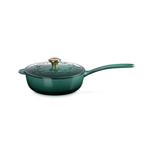 2.25qt Holly Collection Cast Iron Saucier w/ Gold Knob Artichaut