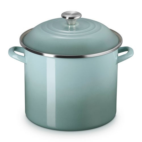 12qt Enamel on Steel Classic Stockpot w/ Lid Sea Salt