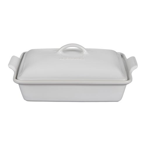 4.5qt Stoneware Deep Covered Baker White