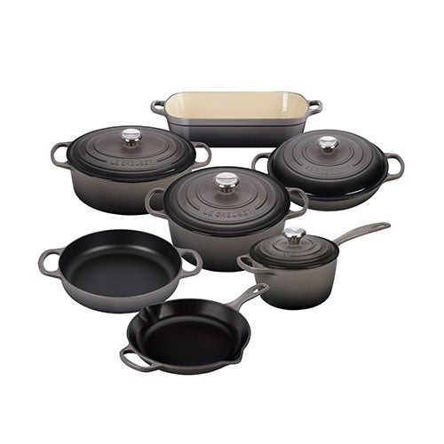 11pc Signature Cast Iron Cookware Set Oyster