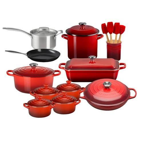 20pc Mixed Material Kitchen Set Cerise