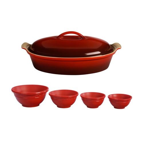 6pc Casserole & Prep Set Cerise