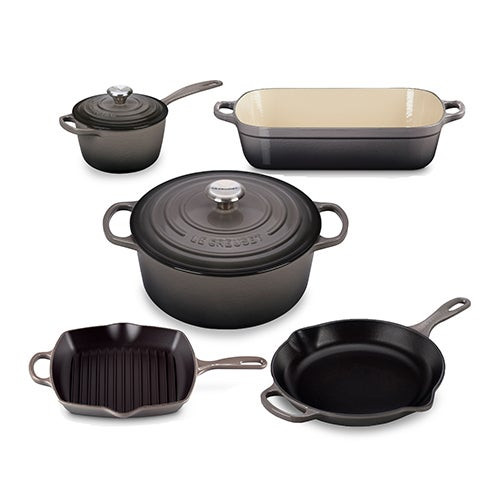 7pc Signature Cast Iron Cookware Set Oyster