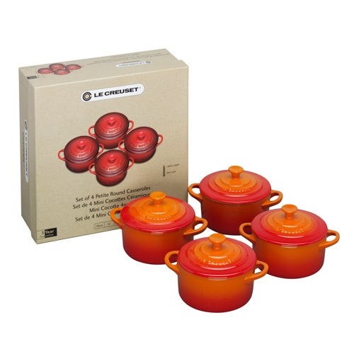 8oz Mini Cocottes Set with Cookbook - 4pk Flame