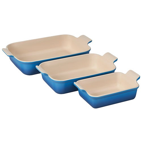 3pc Heritage Stoneware Rectangular Baking Dish Set Marseille