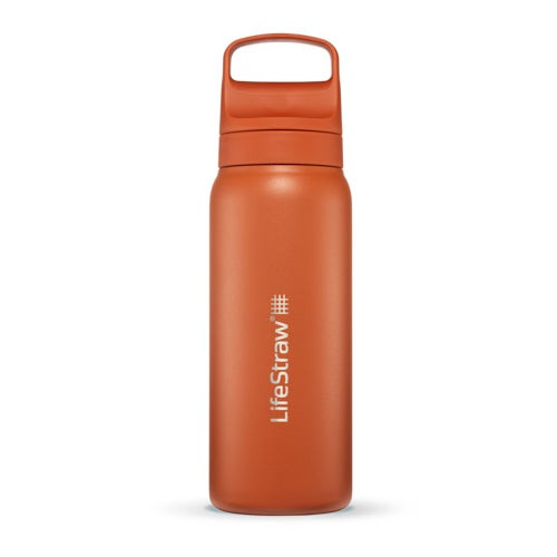 LifeStraw Go 24oz Stainless Steel Filtered Water Bottle Kyoto Orange