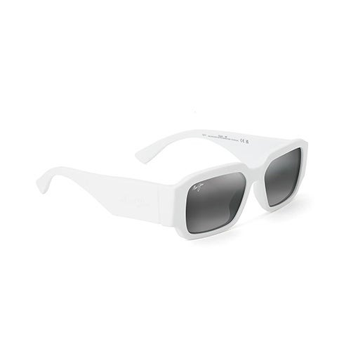 Kupale Polarized Sunglasses Shiny White Frame Netural Gray Lens