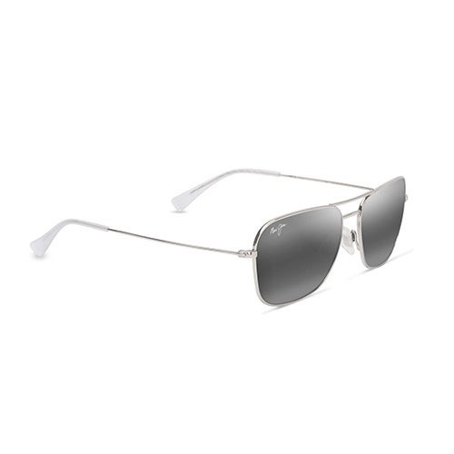 Na'auao Polarized Sunglasses  Shiny Silver Frame  Neutral Gray Lens