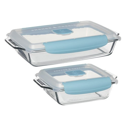 4pc Truelock Locking Lid Glass Bakeware Set